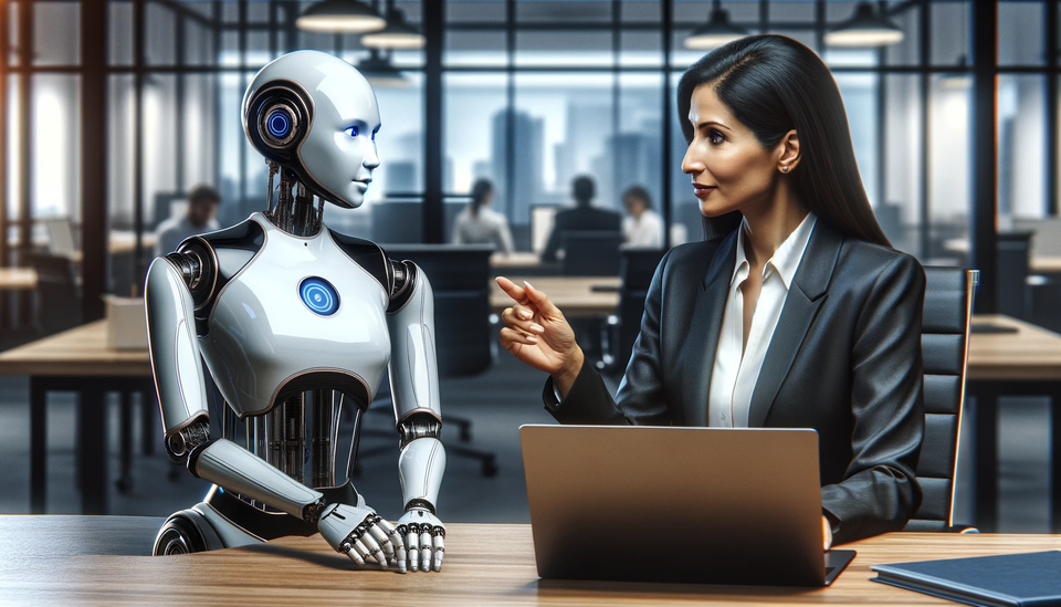 Dall-E created image of a consultant interacting with a bot