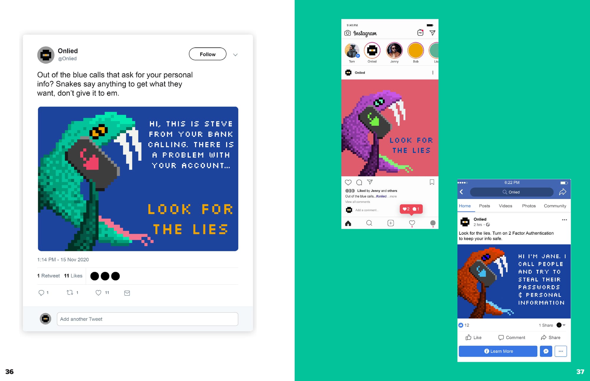 An image of two variations of social media post raising awareness about personal fraud.