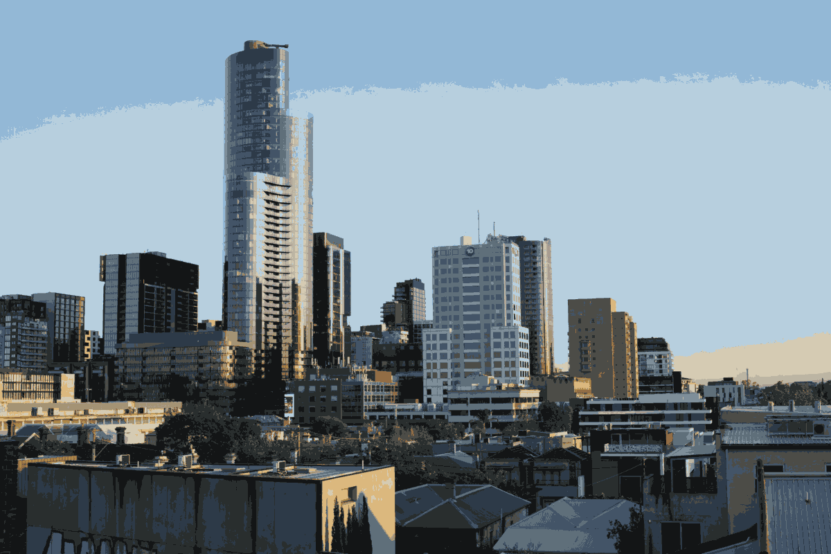16-bit colour palette of Melbourne. Features a wide shot of the city from the Jam Factory.