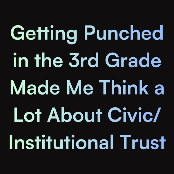Getting Punched in the 3rd Grade Made Me Think a Lot About Civic/ Institutional Trust