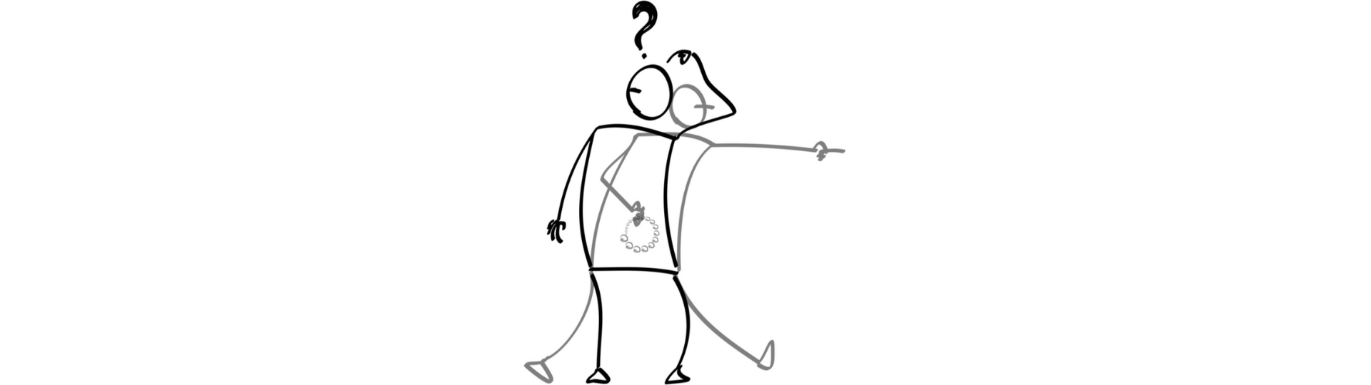 Person not knowing where to go, and then suddenly knowing.