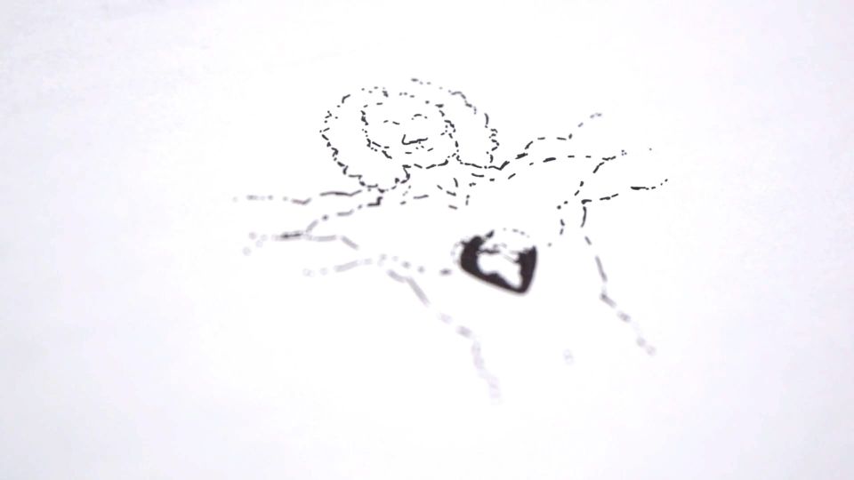 Silhouet of Da Vinci's Vetruvius man, with inside his chest the Earth shaped as a heart