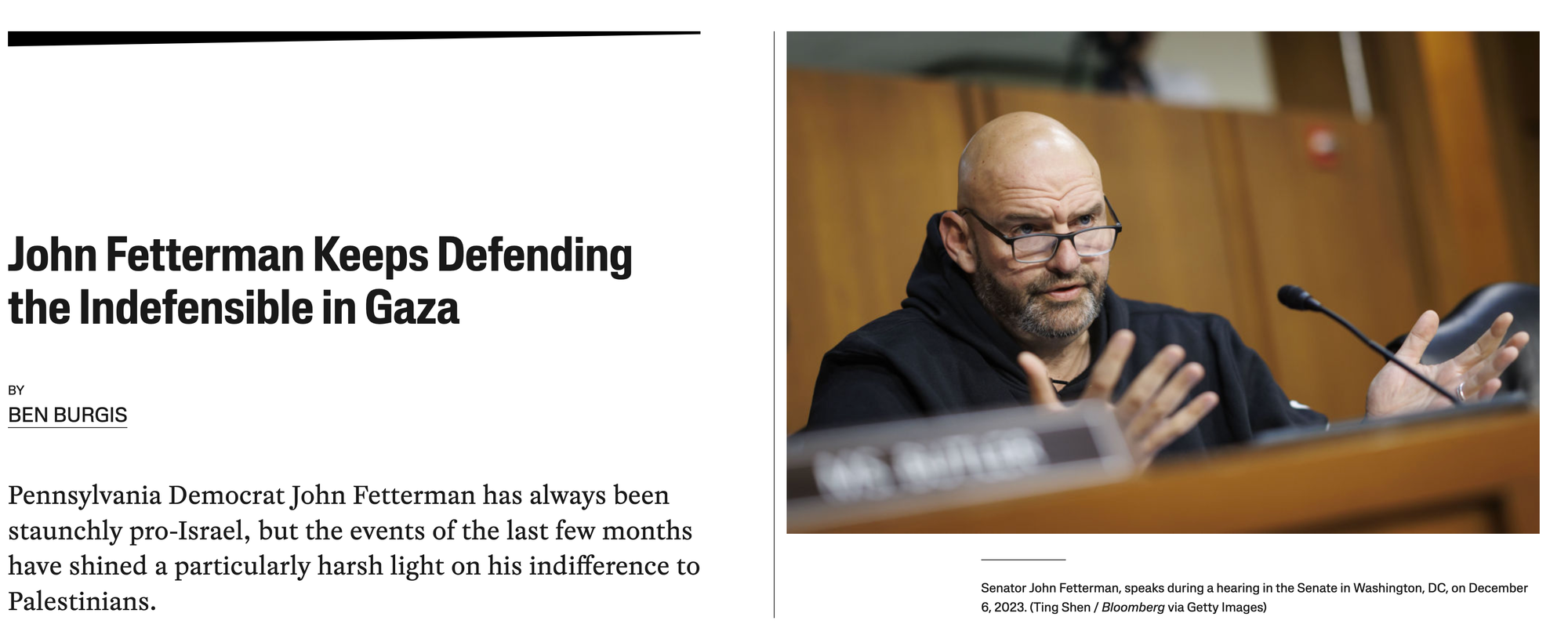 Why Is John Fetterman So Hostile to Palestine?