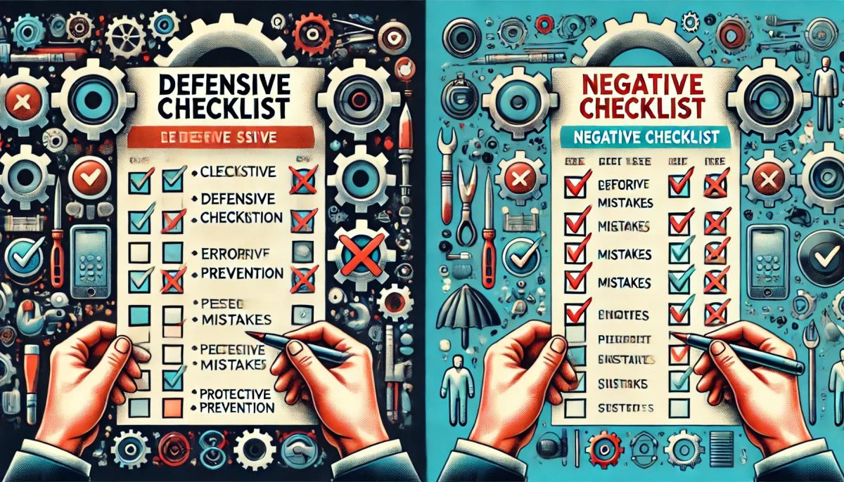 Types of Checklists. Defensive Checklists and Negative Checklists