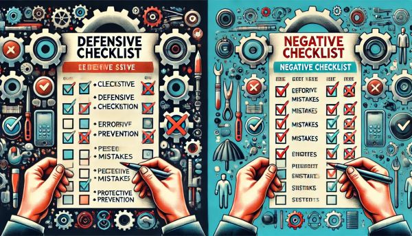 Types of Checklists. Defensive Checklists and Negative Checklists