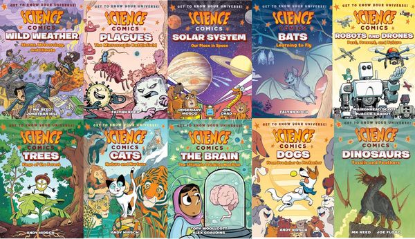 Covers of ten Science Comics books.