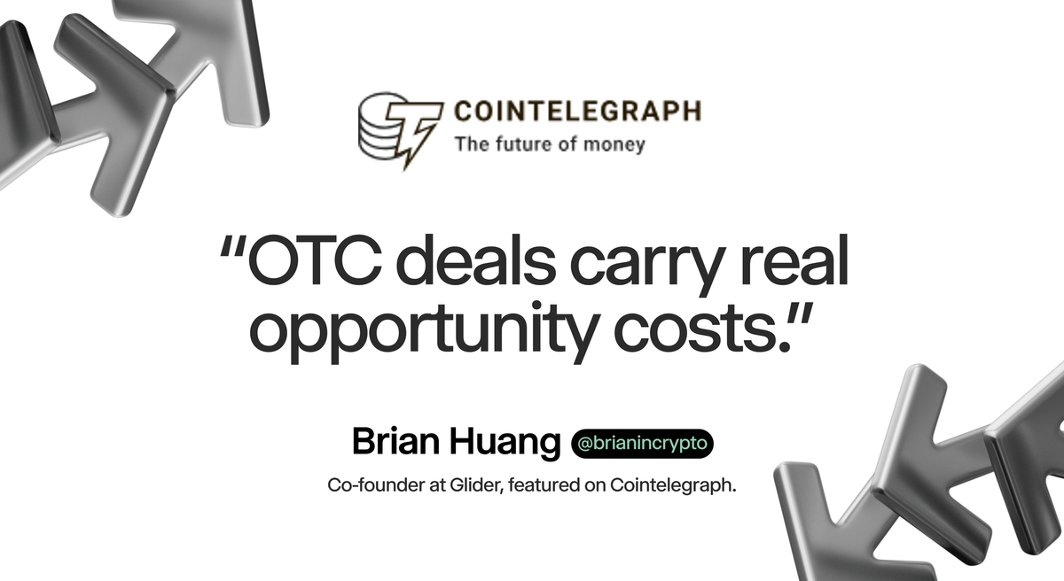 Glider in CoinTelegraph: Retail traders lose when OTC token deals win