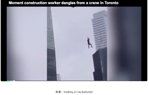 加拿大建筑工人被吊在几十层高空下坠，39秒绝境求生
