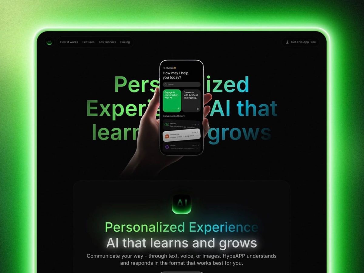 Hype — Free Mobile App Landing Page