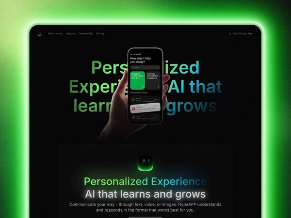 Hype — Free Mobile App Landing Page
