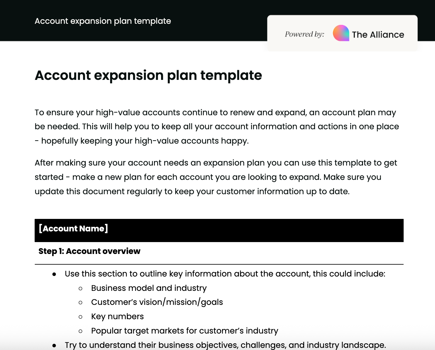 Account expansion plan template