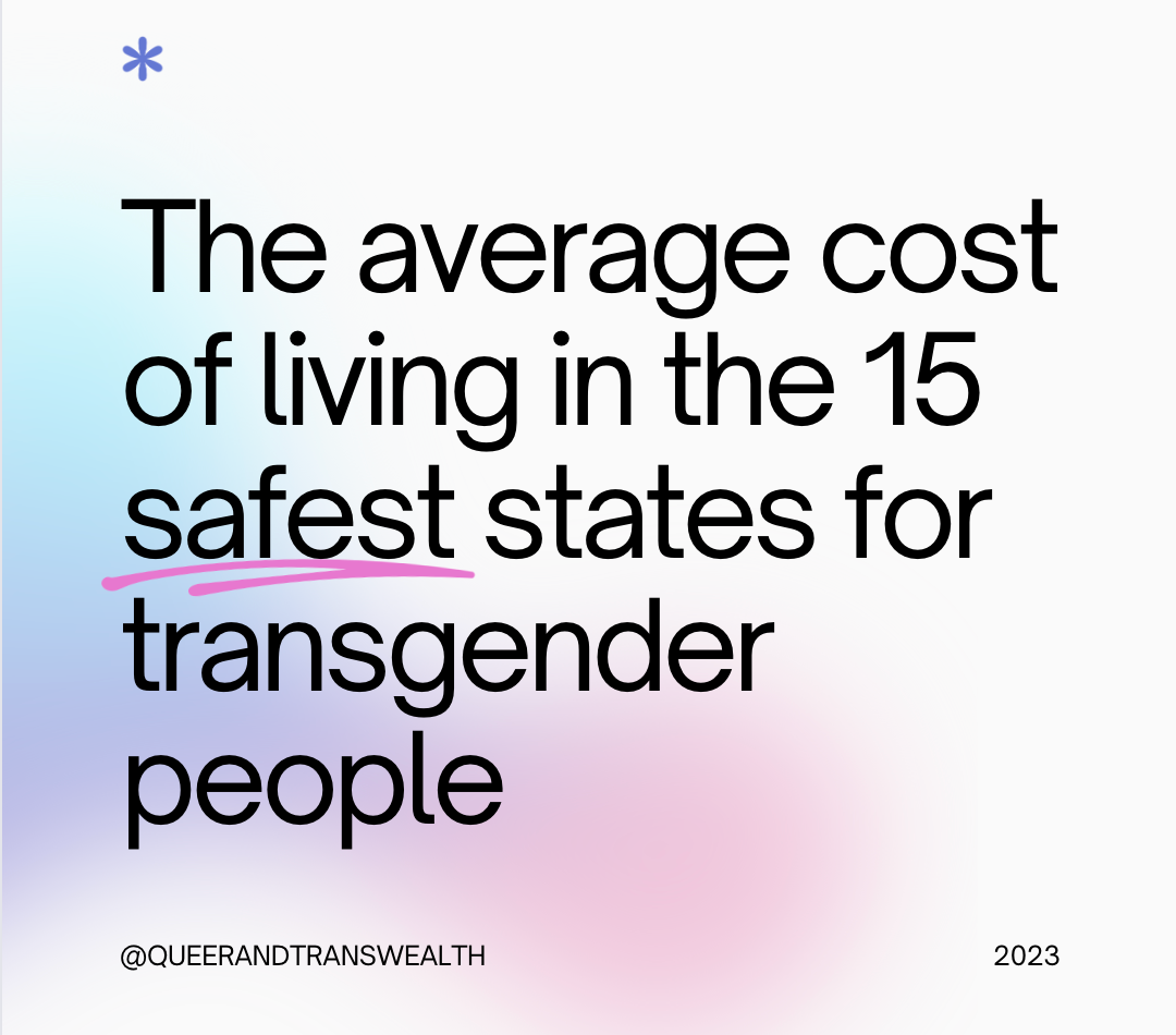 the average cost of living in the 15 safest states for trans people