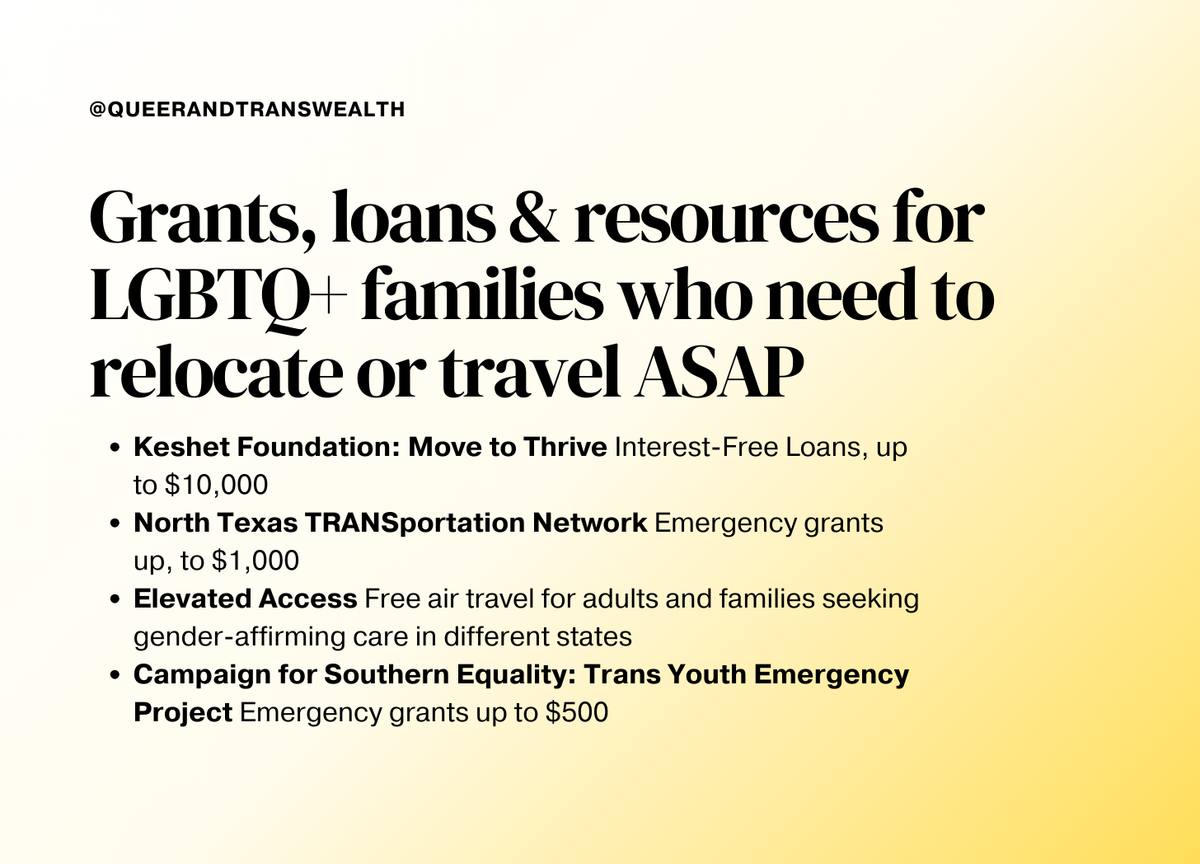 Grants, loans & resources for LGBTQ+ families who need to relocate or travel ASAP