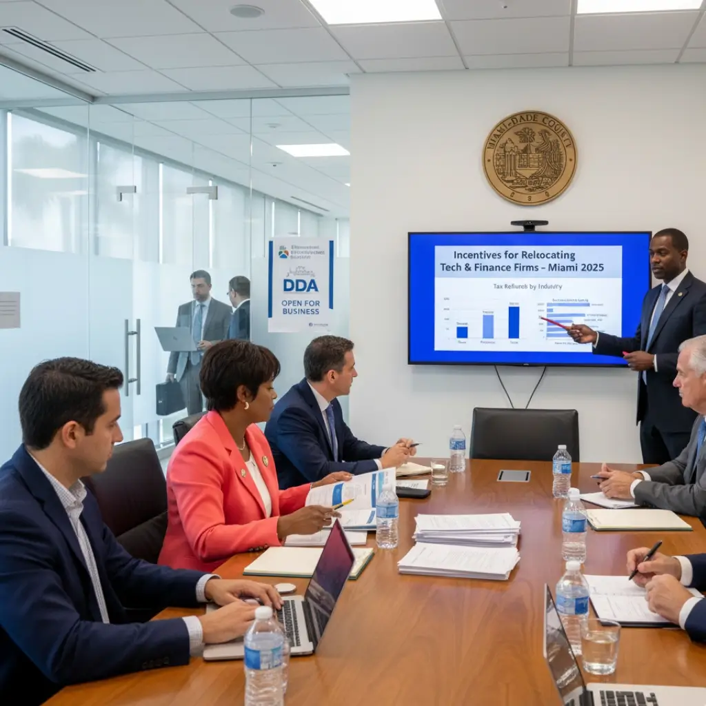 Officials and business leaders review Miami economic incentive programs during government meeting
