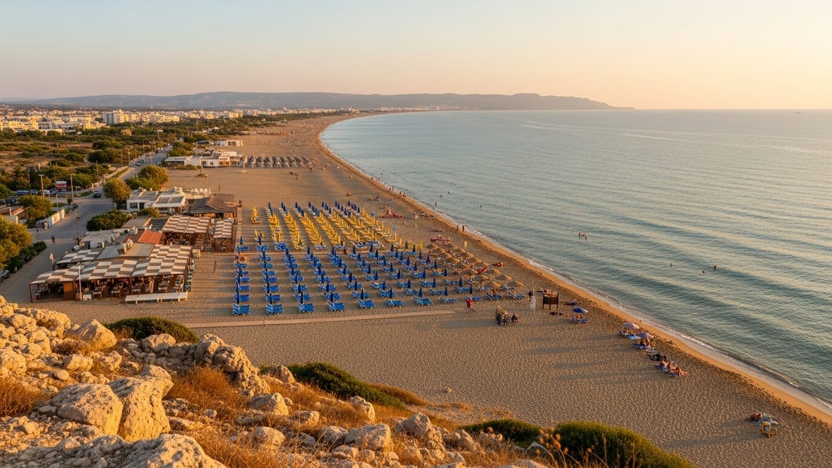 view of Faliraki's bay in Rhodes