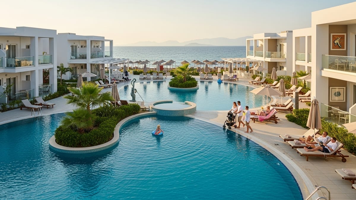 Golden hour view of Astir Odysseus Kos Resort & Spa in Greece