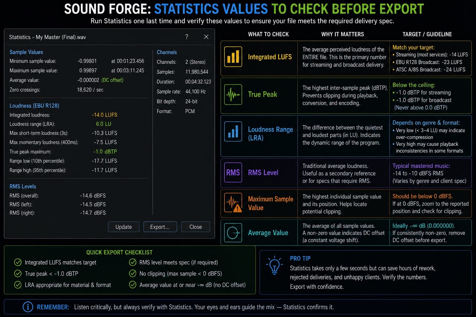 Statistics Values to Check Before Export
