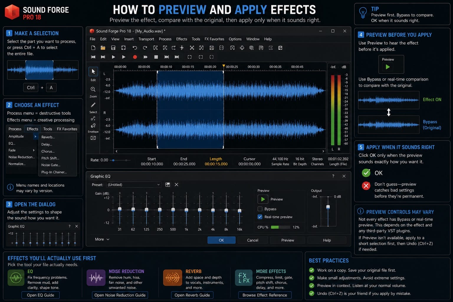 Sound Forge 2026: preview and Apply Effects