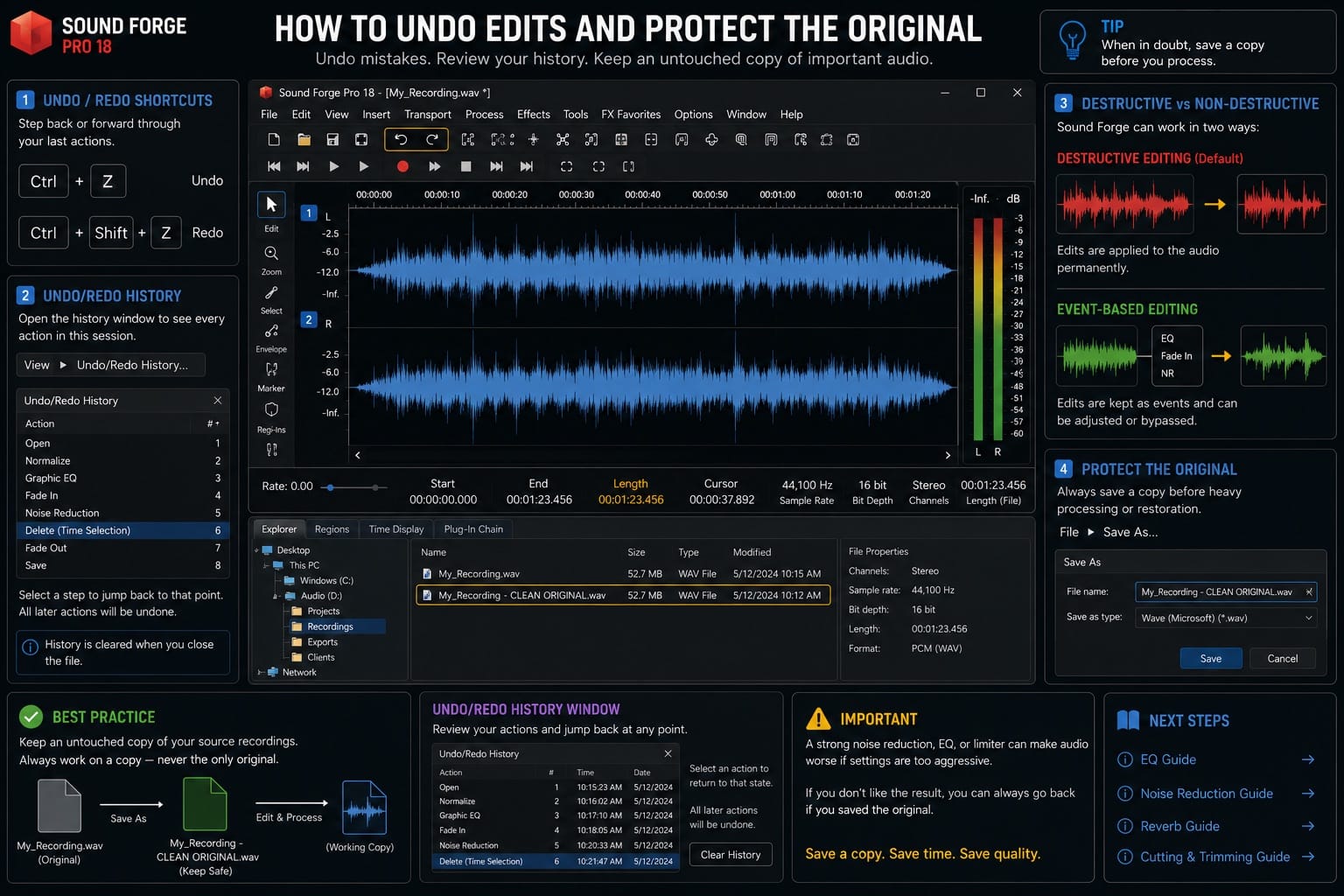 Sound Forge 2026: undo Edits and Protect the Original