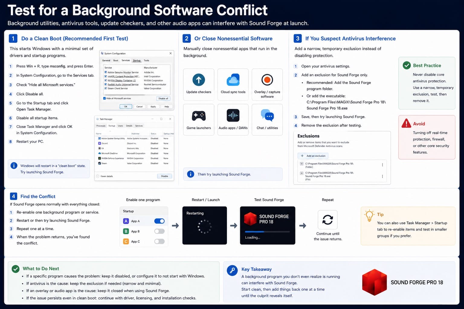 Sound Forge 2026: Test for a Background Software Conflict