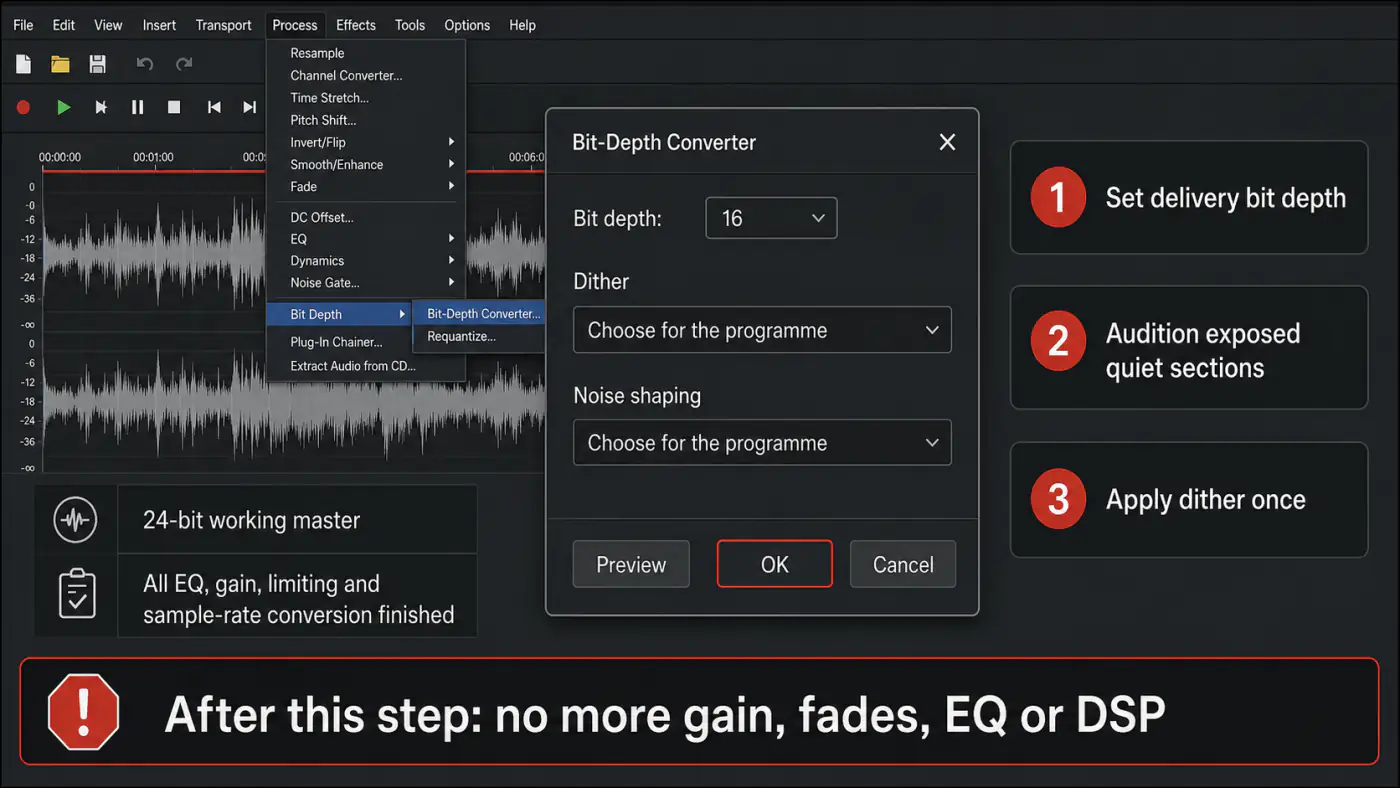 Sound Forge Bit-Depth Converter final 24-bit to 16-bit workflow