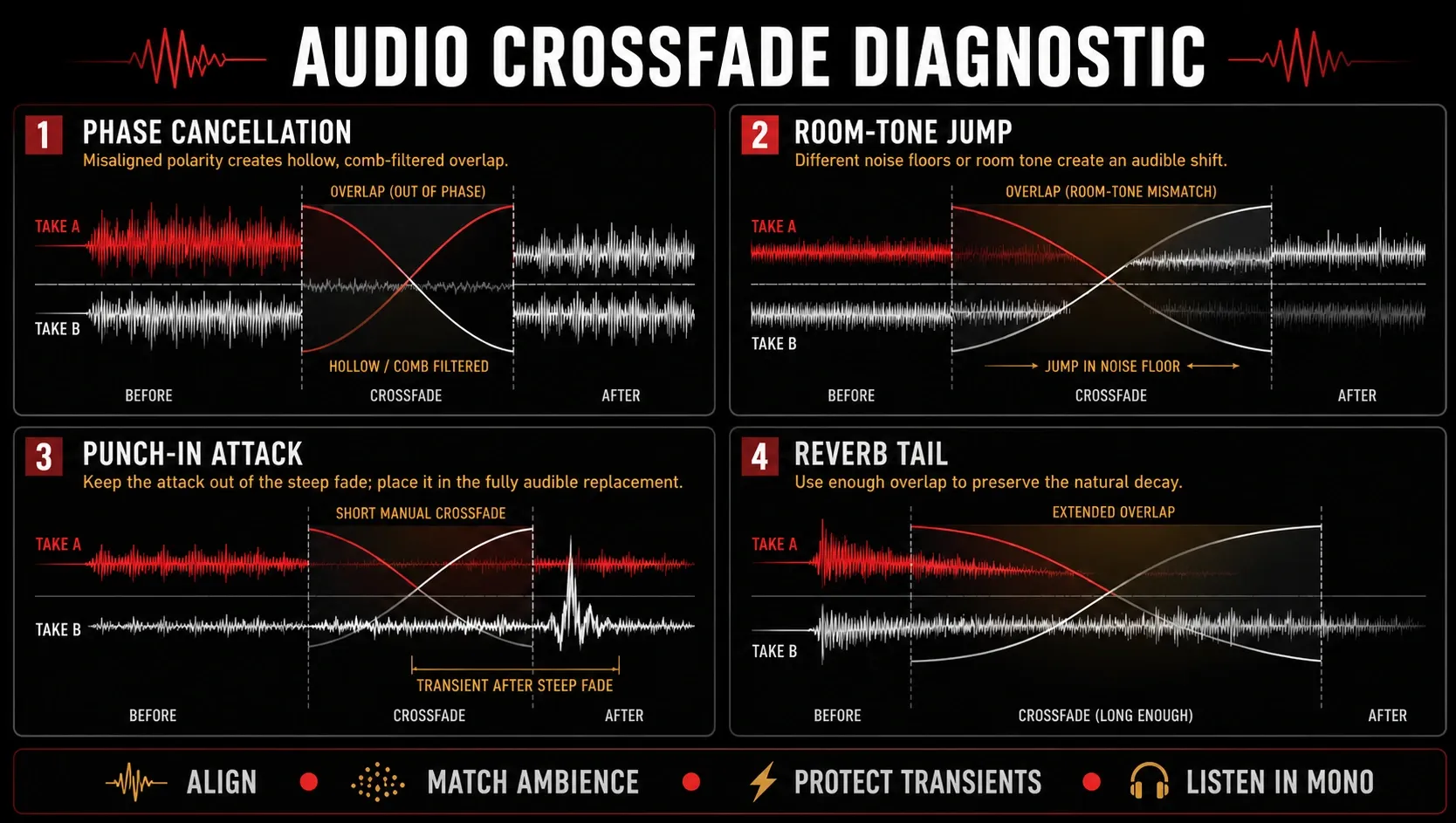 Crossfade diagnostic placing a punch-in transient after the steep fade section