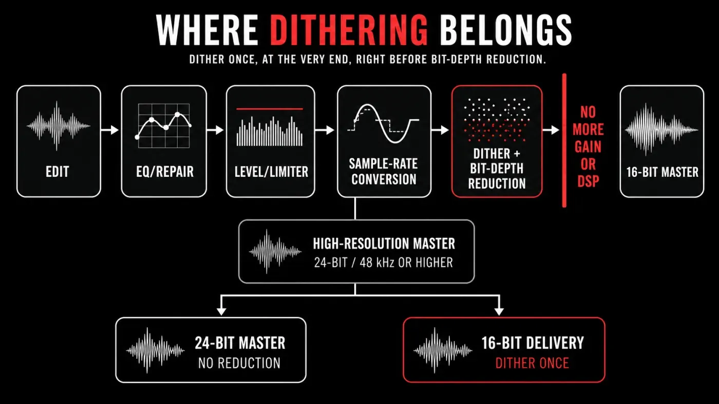 Dither and bit-depth reduction as the final mastering operation