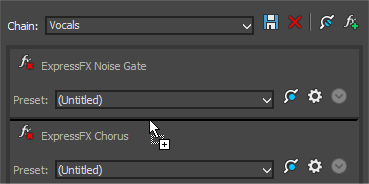 Official Sound Forge 2026 Plug-In Chain with two effects arranged in series