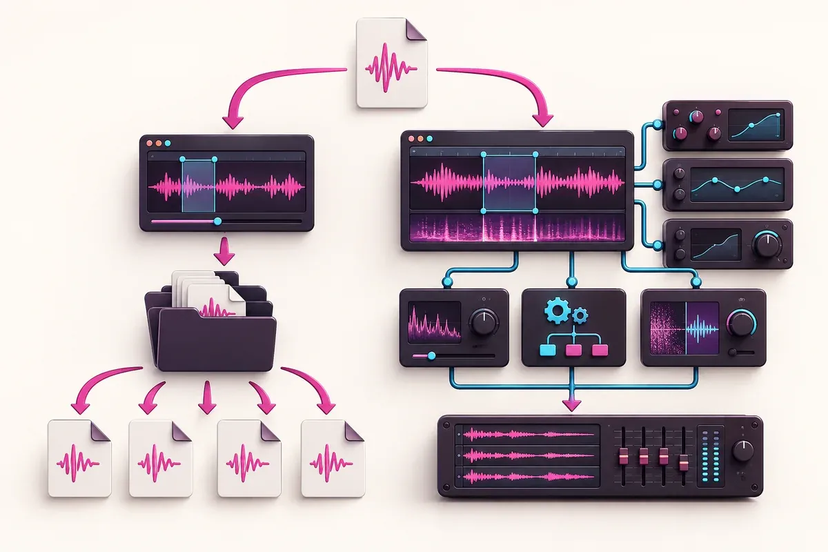 Fast batch audio workflow compared with an extensible restoration and mastering workflow