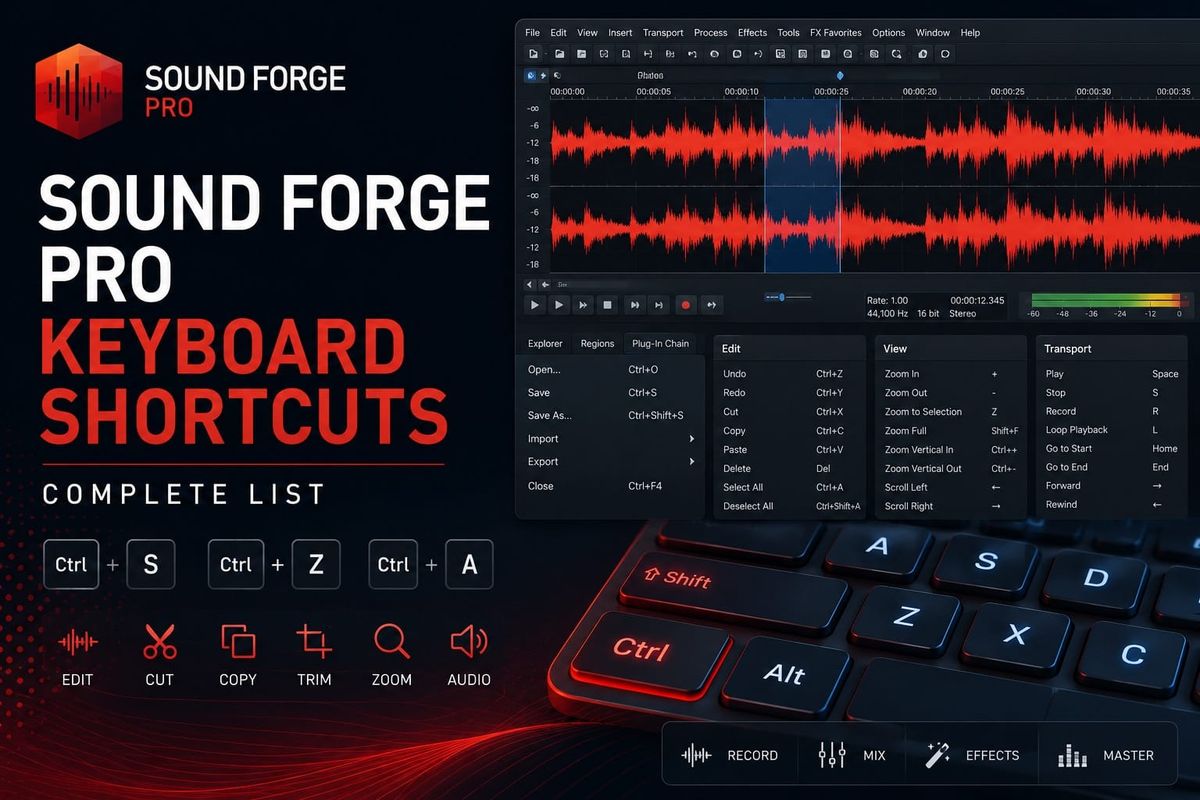 Sound Forge Pro Keyboard Shortcuts (Complete List)