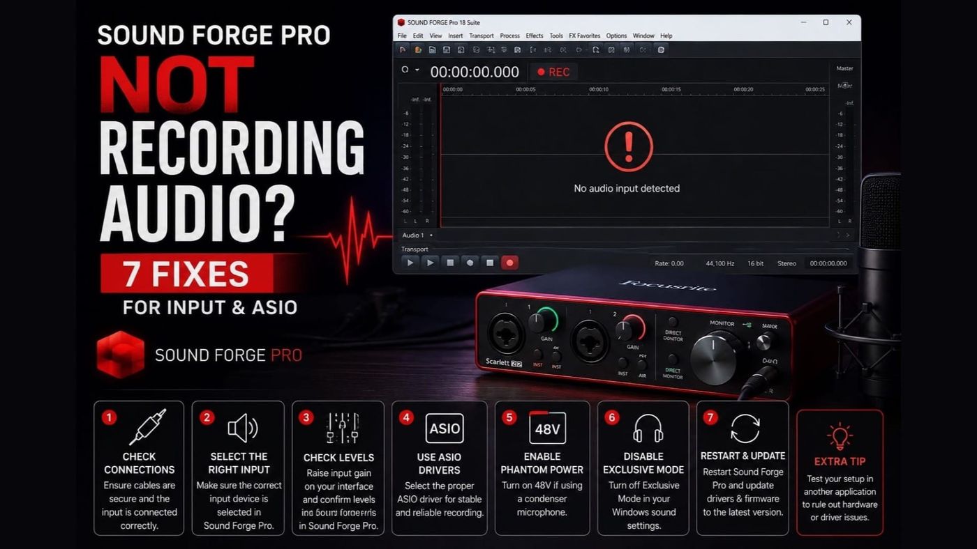 Sound Forge Pro Not Recording Audio: 7 Fixes for Input & ASIO