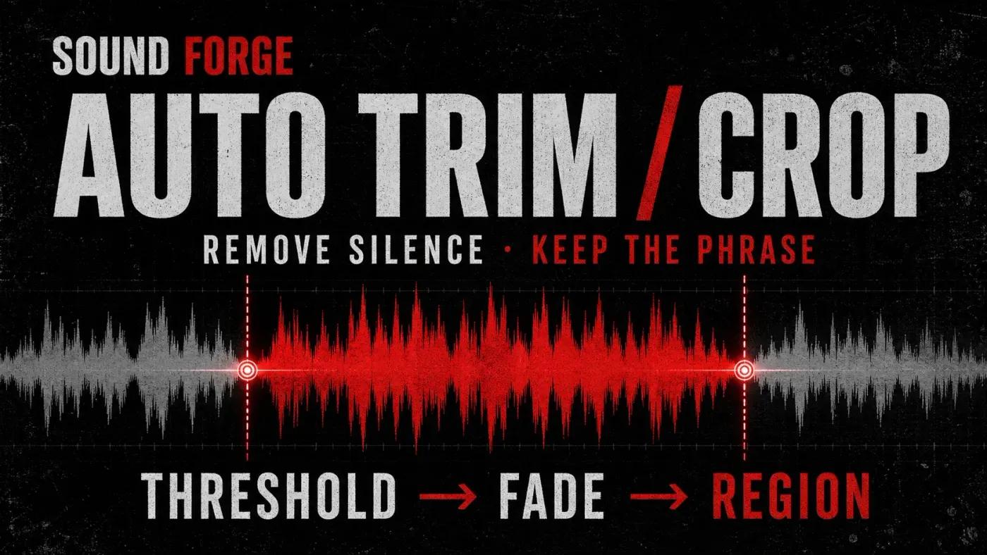 Sound Forge Auto Trim Crop threshold and retained audio phrase