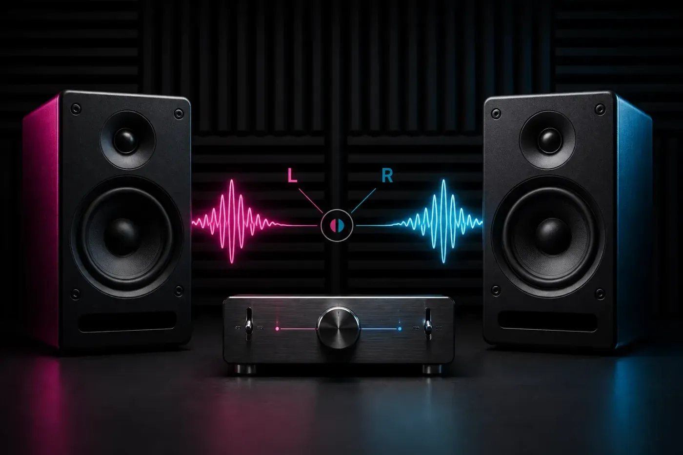 Left and right speaker channel test with separate stereo output controls