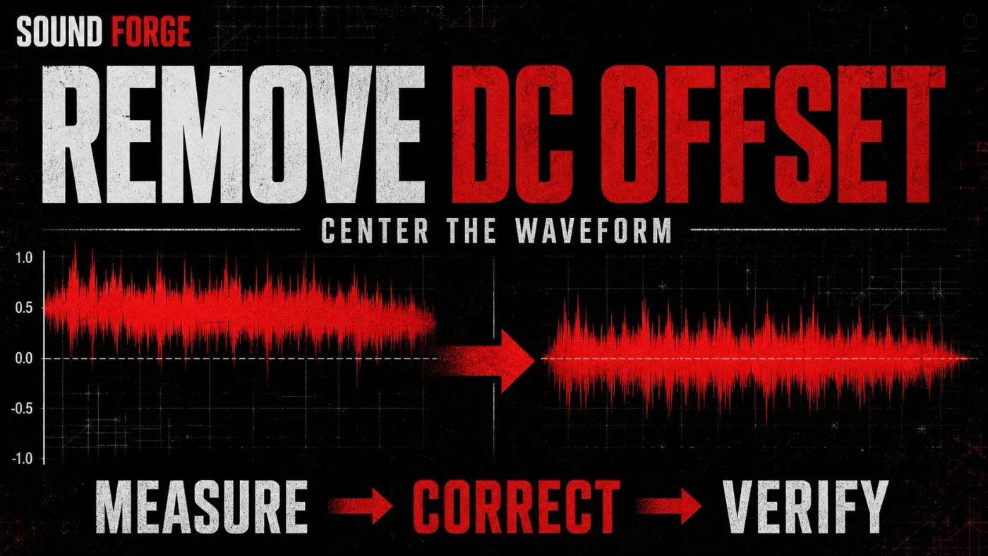 Sound Forge DC offset waveform before and after correction