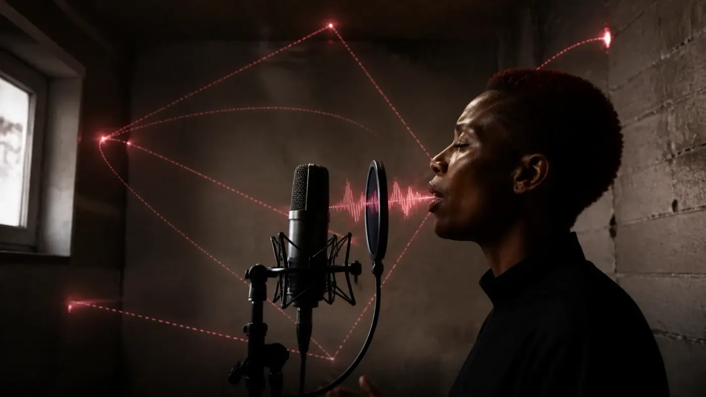 Close microphone capturing direct speech and room reflections in an untreated recording space