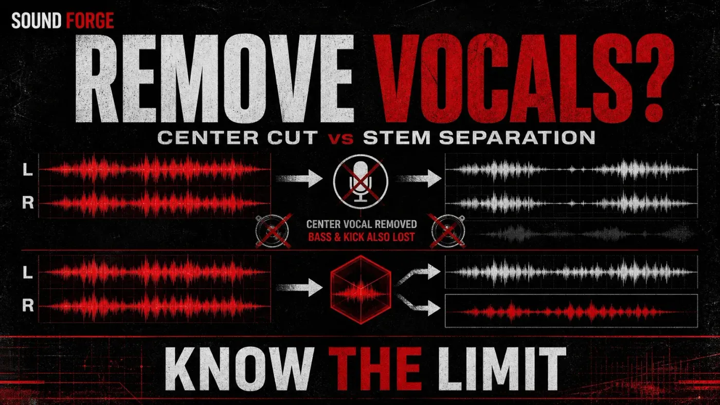 Sound Forge vocal removal center cut versus stem separation
