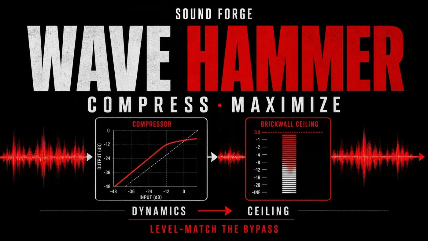 Sound Forge Wave Hammer compressor and Volume Maximizer signal path