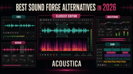 Audio editing workflow map with Acoustica as the closest Sound Forge alternative