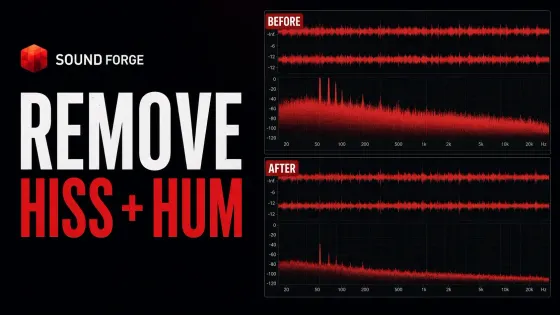 Hiss and 60 Hz hum spectrum before and after conservative audio restoration
