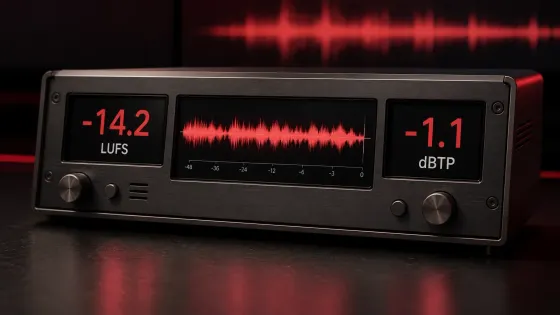 Online LUFS meter showing integrated loudness and true peak readings
