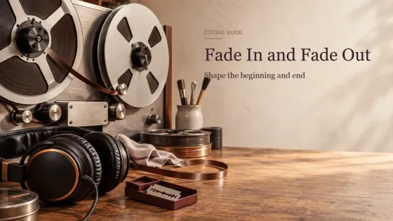 Катушка магнитной ленты, монтажный инструмент и наушники для плавного fade in и fade out
