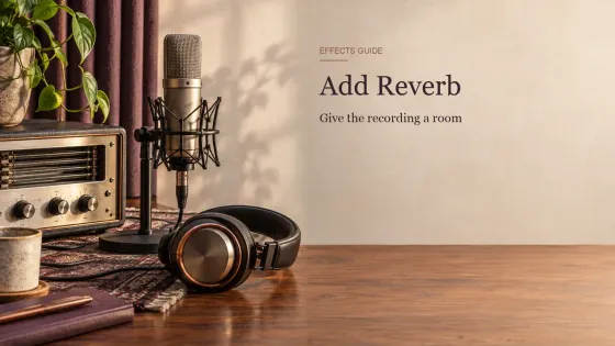 A microphone, headphones, spring reverb unit and acoustic panel arranged for adding reverb in Sound Forge Pro