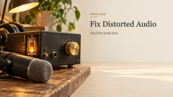 A tube microphone preamp with its brass gain knob turned all the way up beside a dynamic microphone on a workbench.