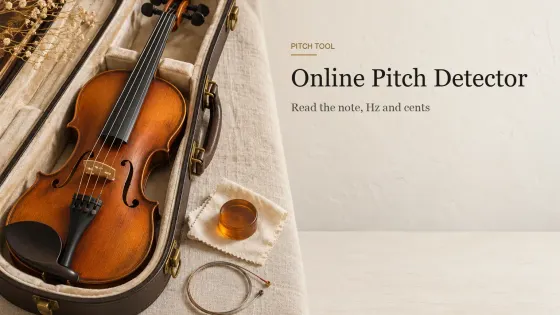 A violin in an open cream-lined case with amber rosin and a coiled spare string on a linen tablecloth.