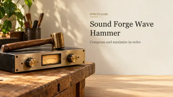 A brass-headed wooden mallet resting across a slim hardware compressor with two knobs on a workbench.
