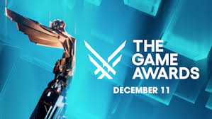 A blue background with a winged figure trophy. White text reads – The Game Awards. December 11.