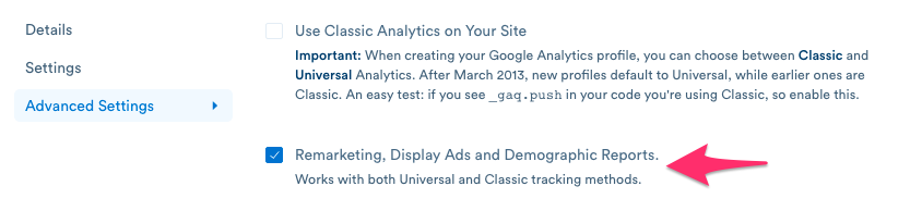 Enable Demographics and Interests