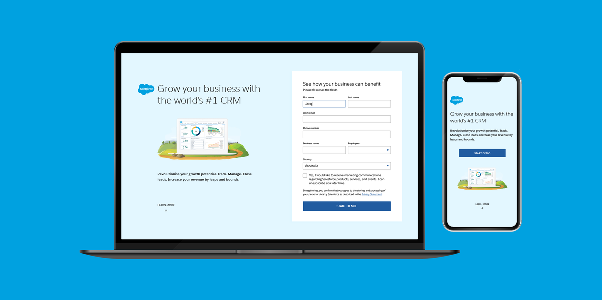 Salesforce: Increasing conversion rates for key landing pages