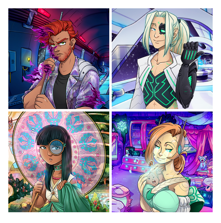 Cosmic Solarium characters from Tattered World