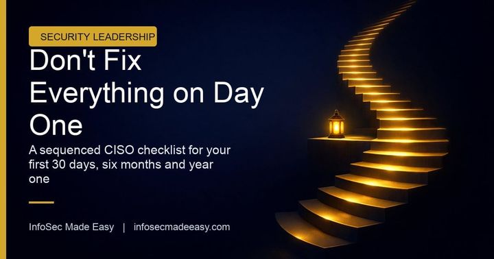 A Stack of Audit Findings on Day Three: The CISO Priorities Checklist for Your First 30 Days, Six Months, and Year